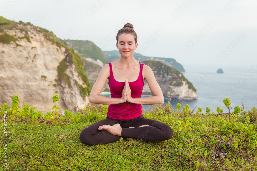 Yoga woman. Lotus pose.