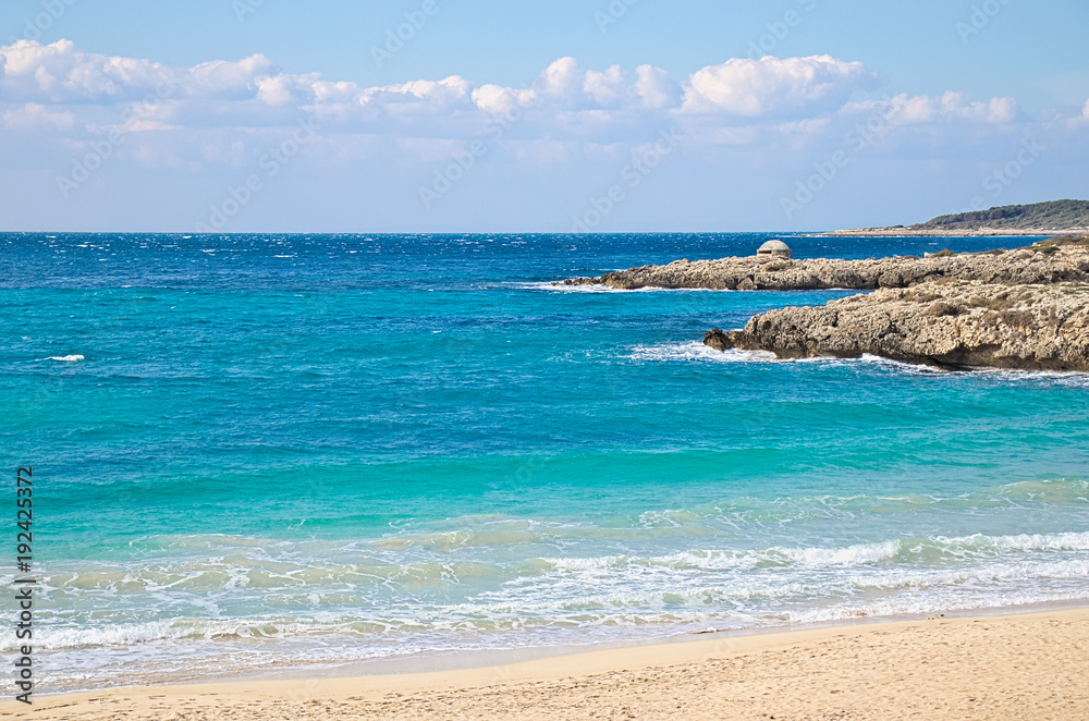 Italian sandy beach and turquoise sea