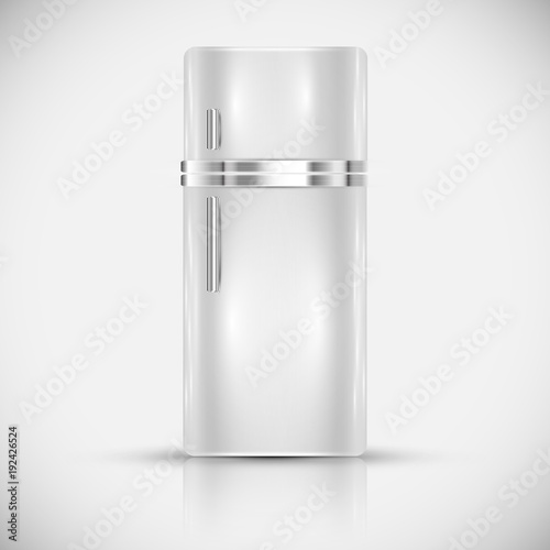 Realistic white fridge, vector.