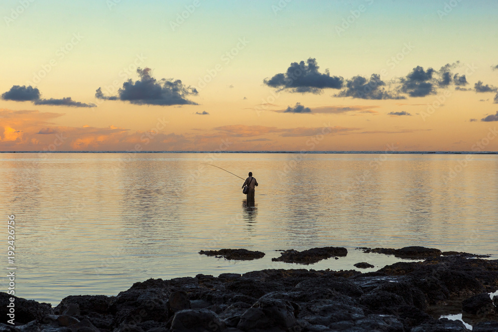 Mauritius fisherman sunset