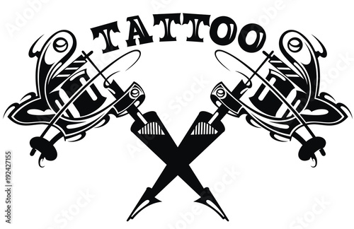 Cool hand-drawn tattoo machine isolated on white.