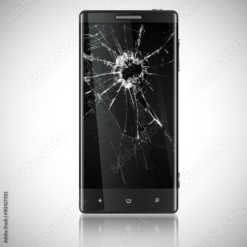 Broken mobile phone, vector