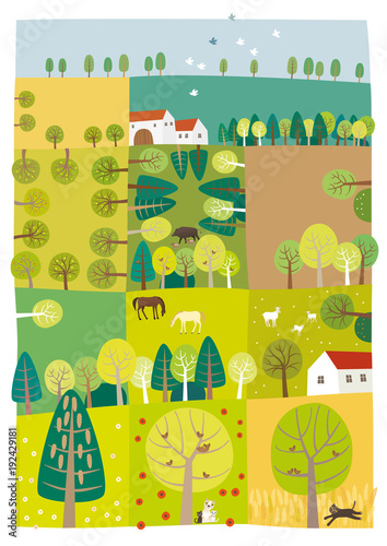 Trees for life. Vector illustration of land with a lot of trees bringing a life.