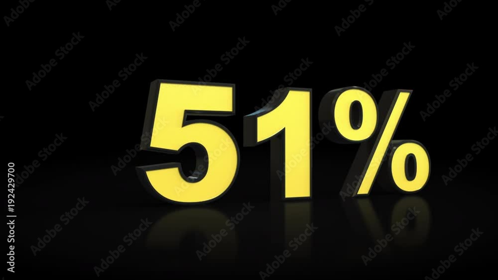 Counting from zero 0 to fifty-two 52 % percent 3D animation Counting from zero 0 to fifty-two 52 % percent 3D animation