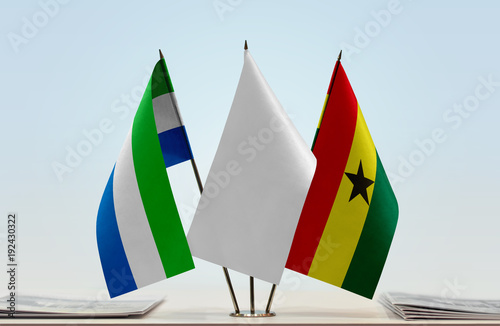 Flags of Sierra Leone and Ghana with a white flag in the middle