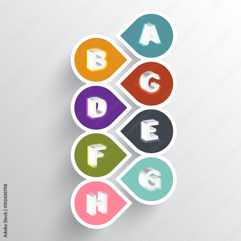 Abstract alphabetical infographic paper illustration