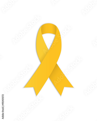 Yellow ribbon. Vector Symbolic object. Awareness ribbon