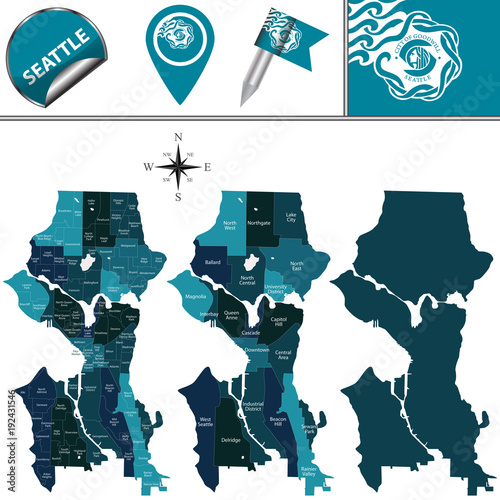 Map of Seattle with Districts