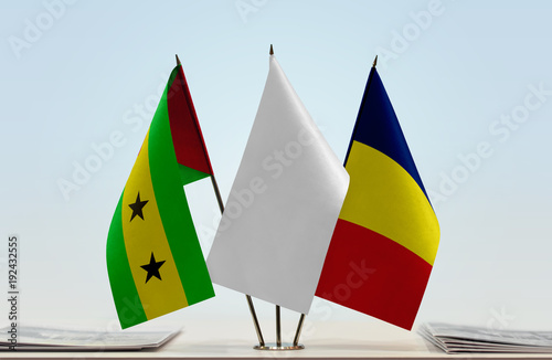 Flags of Sao Tome and Principe and Chad with a white flag in the middle