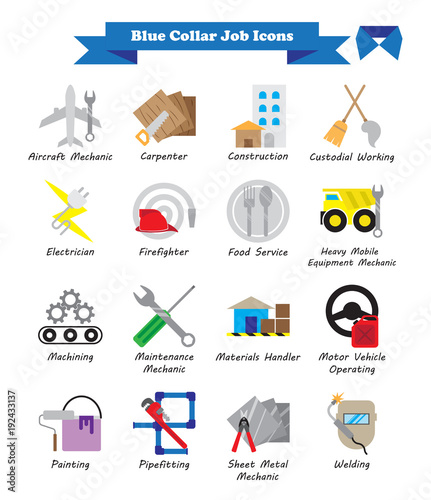 Blue Collar Job - Colorful Flat Icons
