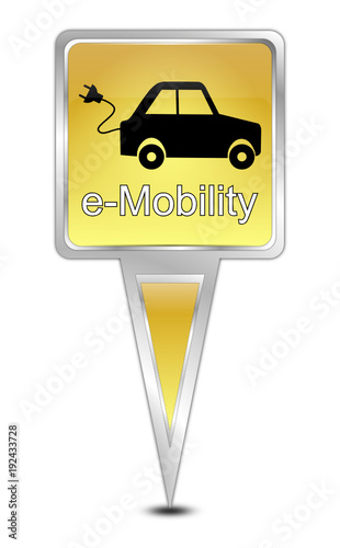 Map pointer with e-Mobility - illustration