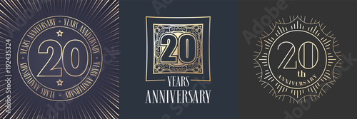 20 years anniversary vector icon, logo set