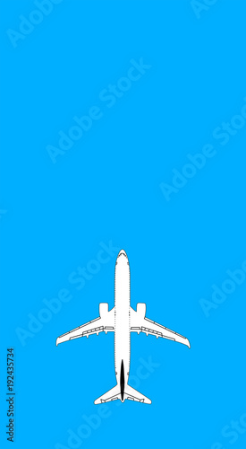 illustration of white airplane on blue background