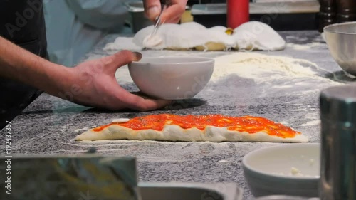 cooking pizza and calzone in a restaurant