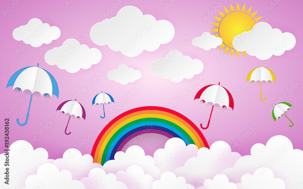 Color Full Cloud Paper Style art vector illustration
