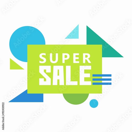 Super sale banner in blue andd green scheme color photo