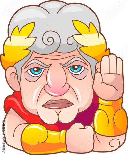 legendary emperor of Rome Guy Julius Caesar, funny illustration
