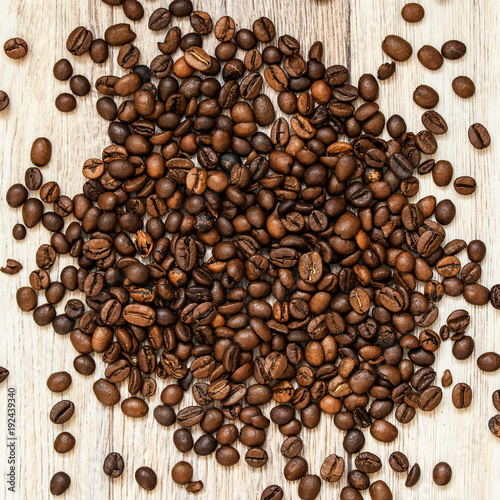 Fototapeta Naklejka Na Ścianę i Meble -  Roasted coffee beans, can be used as a background. Coffee beans texture macro