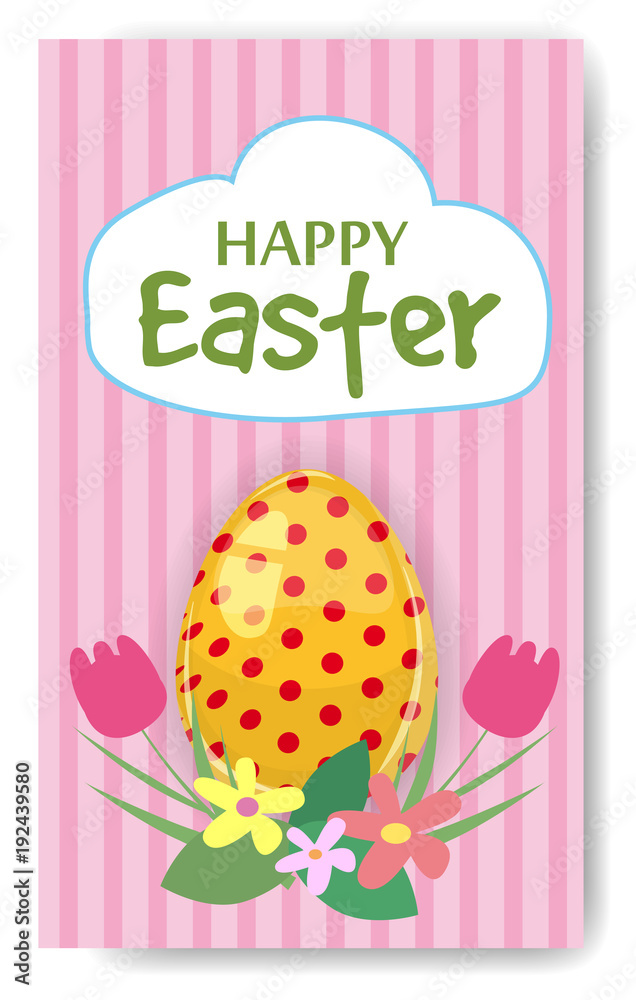 Easter banner background template with beautiful colorful ra and egg. Vector illustration.