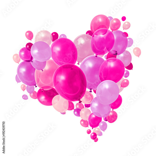Pink purple balloons flying