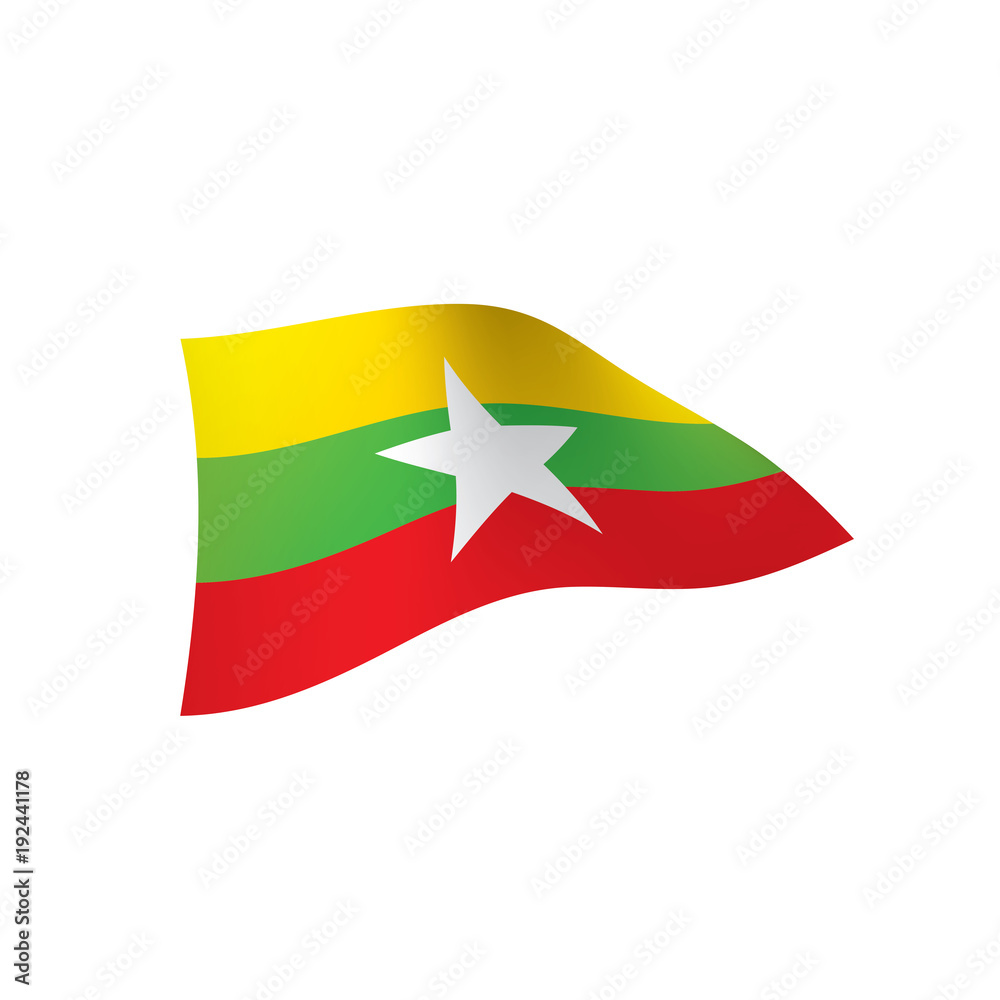 Myanmar flag, vector illustration Myanmar flag, vector illustration