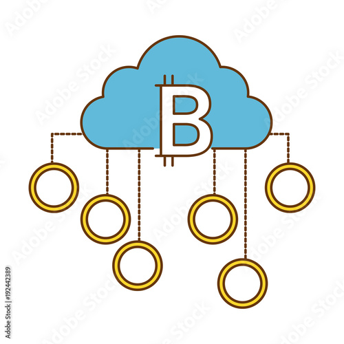 cloud computing with bitcoins vector illustration design