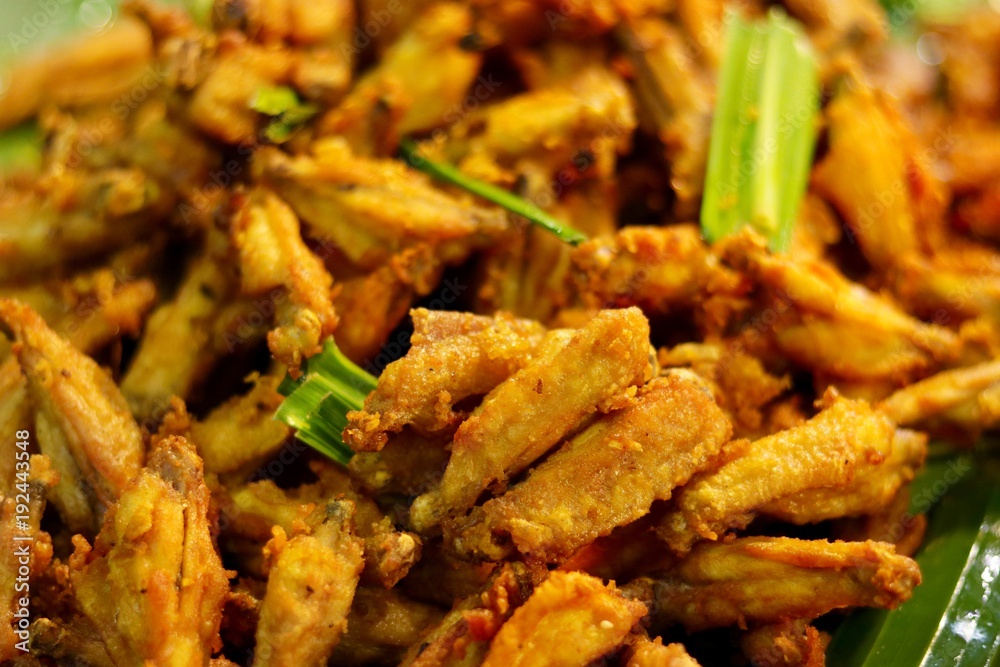 Close up, Chicken wings fries