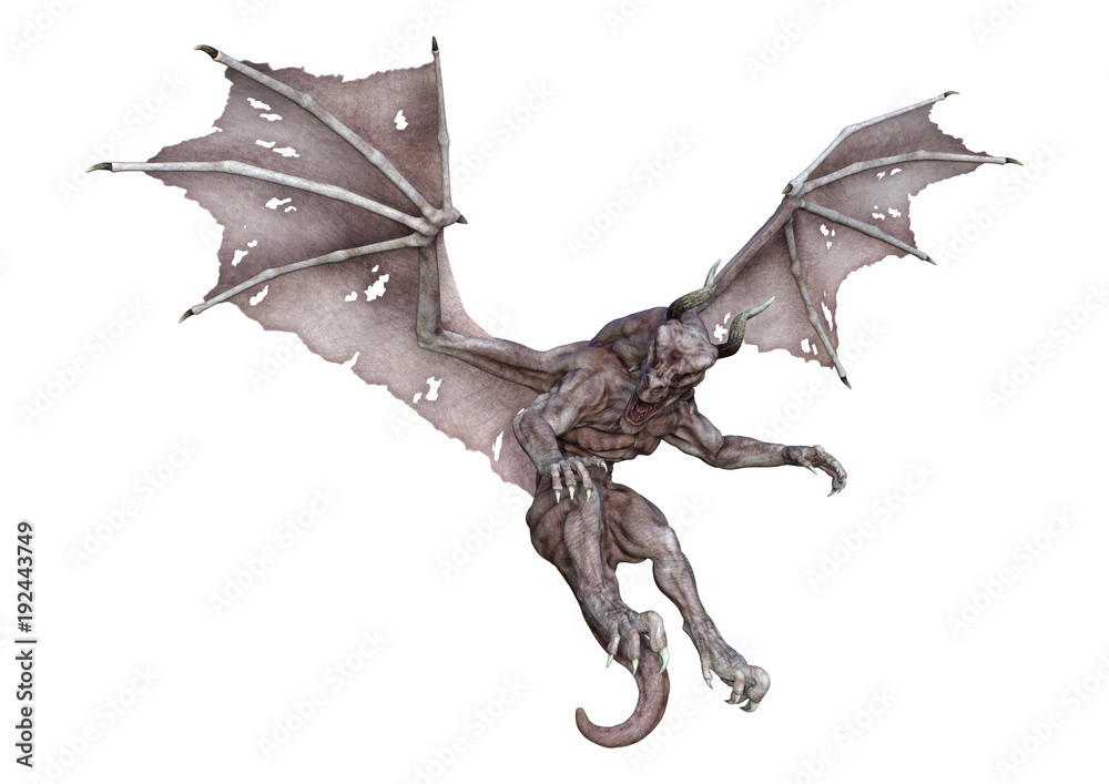 3D Rendering Fantasy Vampire Dragon on White