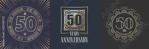 50 years anniversary vector icon, logo set
