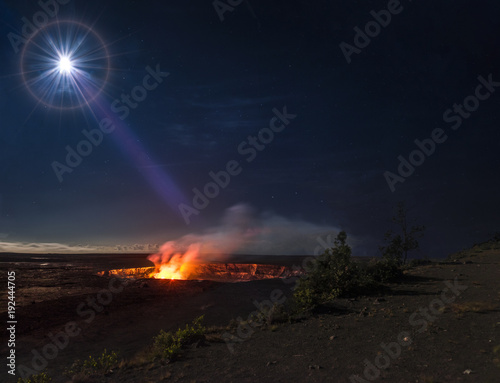  Lunar Limelight   Full moon illuminates the Halemauamau crater on Hawaii s Big Island.