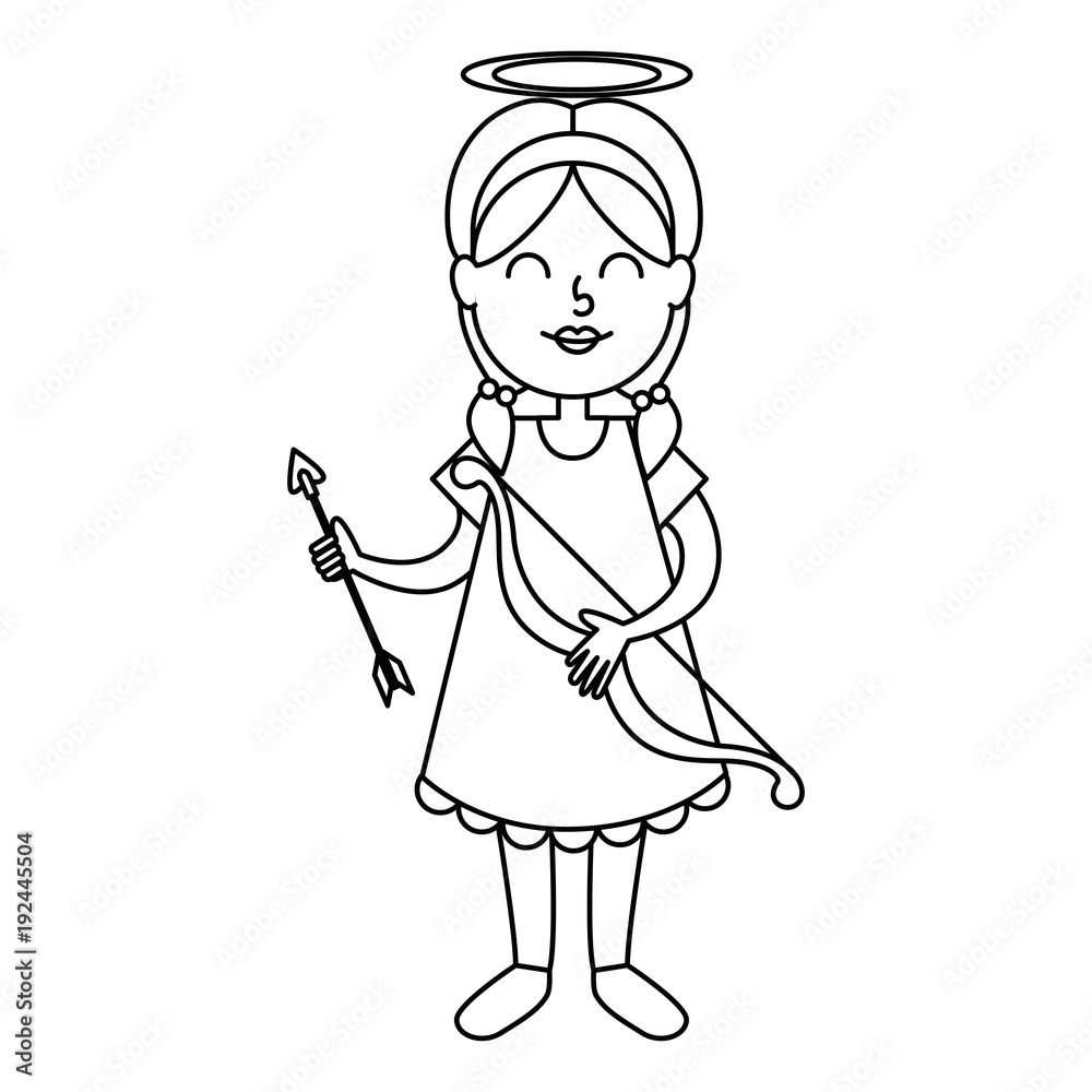 little girl angel with arch vector illustration design little girl angel with arch vector illustration design