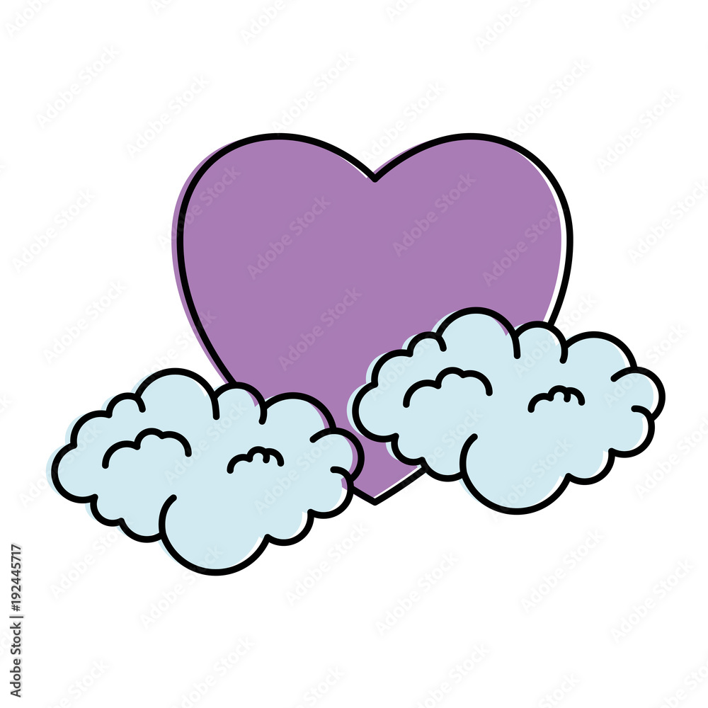 heart love sticker art with clouds vector illustration design heart love sticker art with clouds vector illustration design