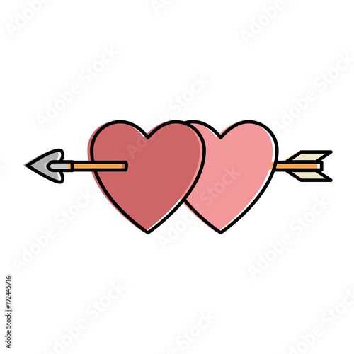heart love sticker art with arrow vector illustration design