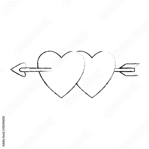 heart love sticker art with arrow vector illustration design