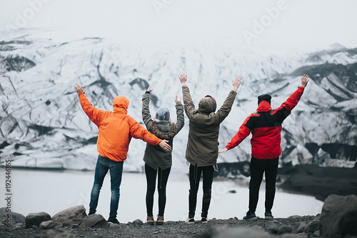 
a group of tourists in Iceland.Trek in Iceland