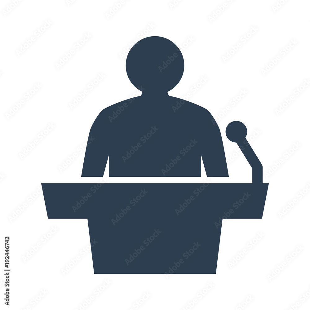 Speaker icon on white background.