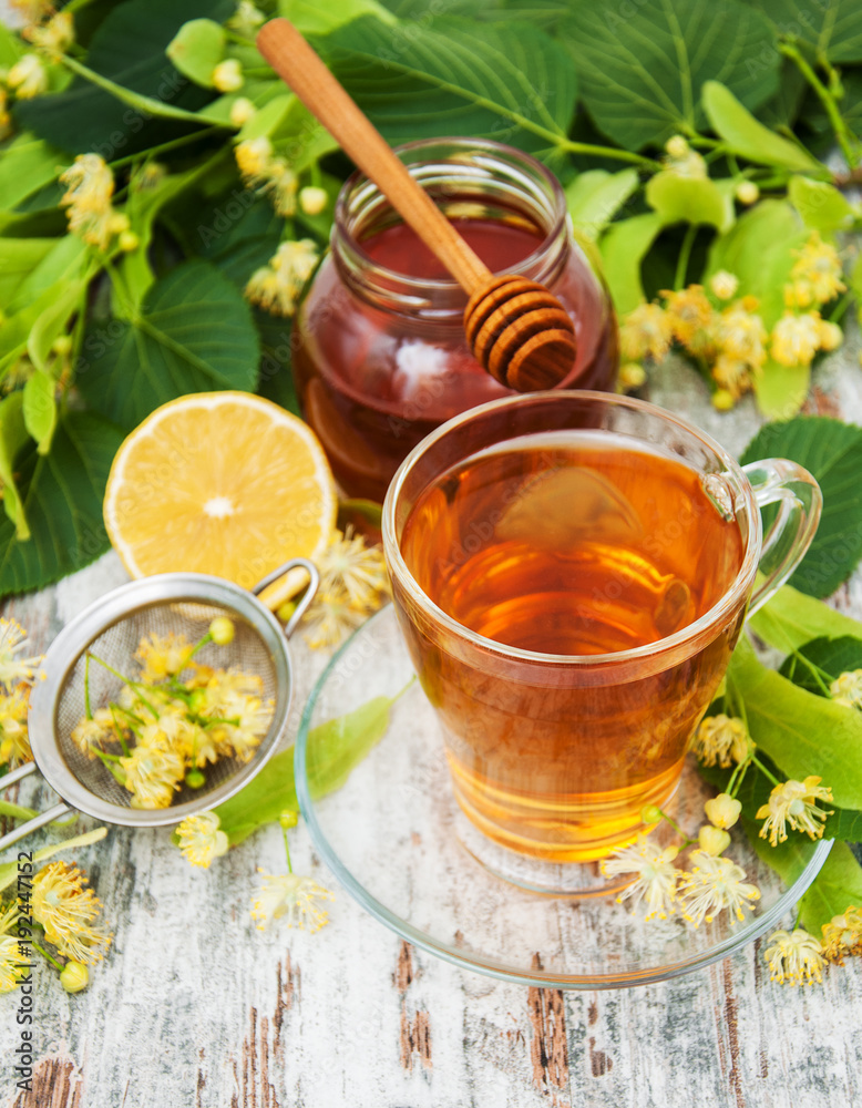 cup of herbal tea with linden flowers cup of herbal tea with linden flowers