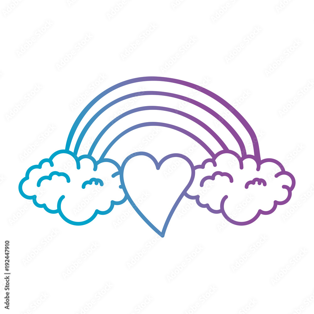 heart love sticker art with rainbown vector illustration design