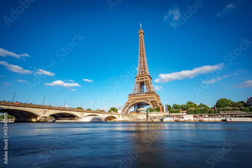 Eiffel tower and Seine river long exposure