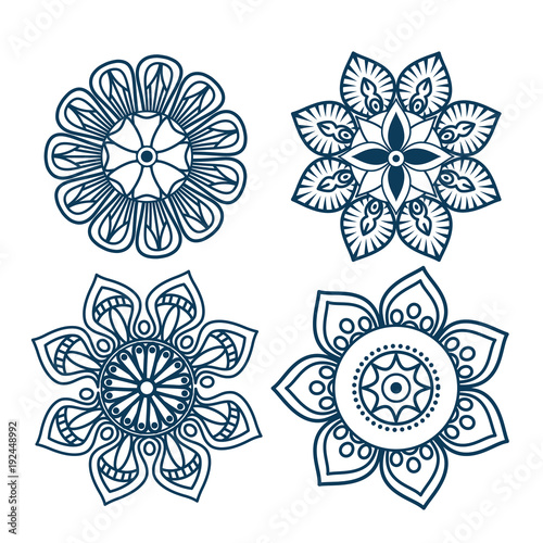 boho style mandala set icons vector illustration design
