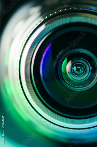 The camera lens and light green