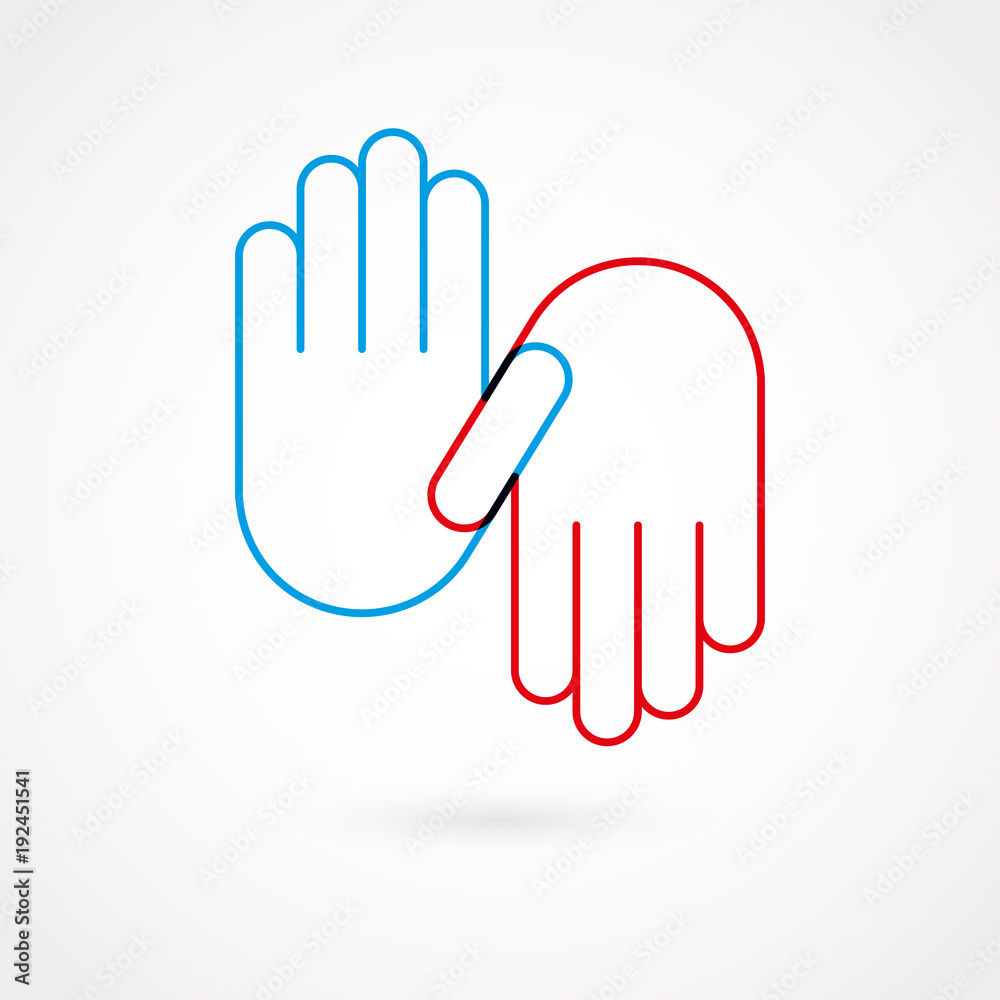 Obraz premium Hand gesture outline. Flat design, vector illustration