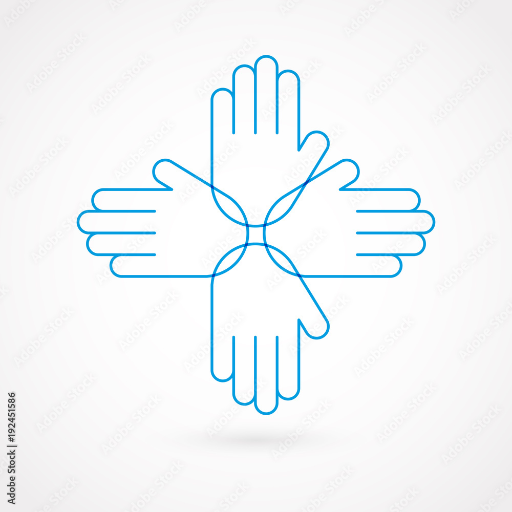 Obraz premium Hand gesture outline. Flat design, vector illustration