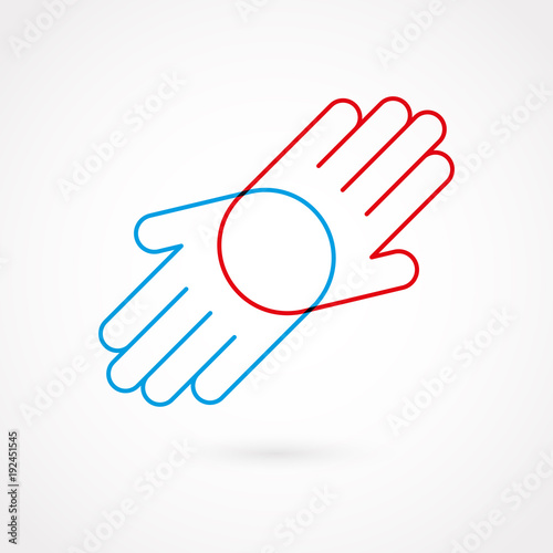 Hand gesture outline. Flat design, vector illustration