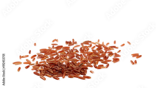 Wild red rice pile isolated on white background