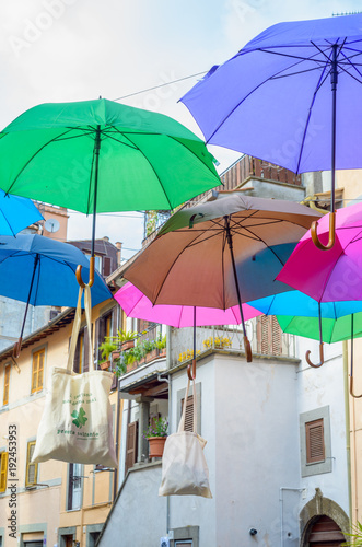 Colored Umbrellas in the street