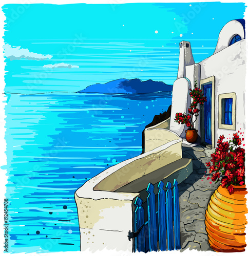 Fotografie, Obraz Greece summer island landscape