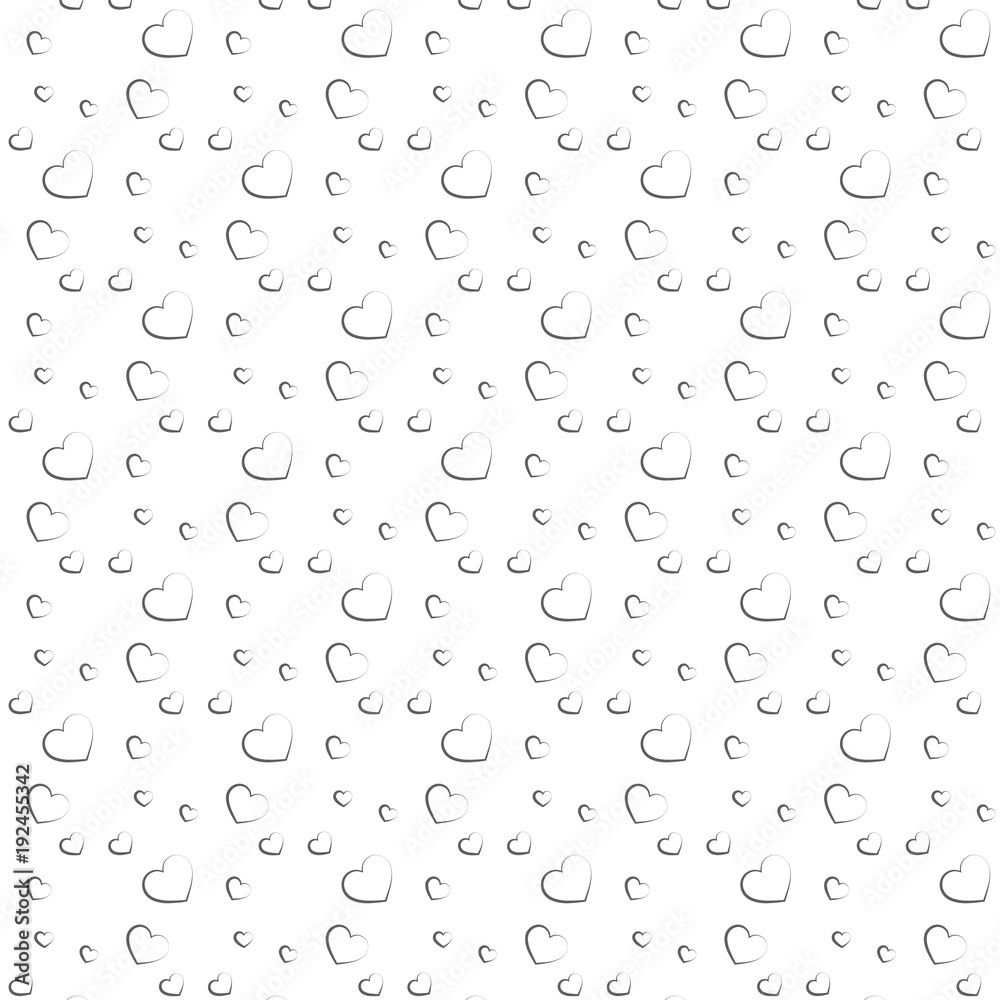 Vector pattern ornament with black line heart on white background