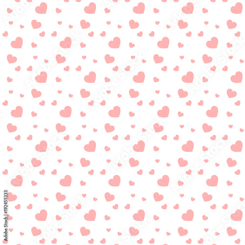 Vector pattern ornament with pink heart on white background