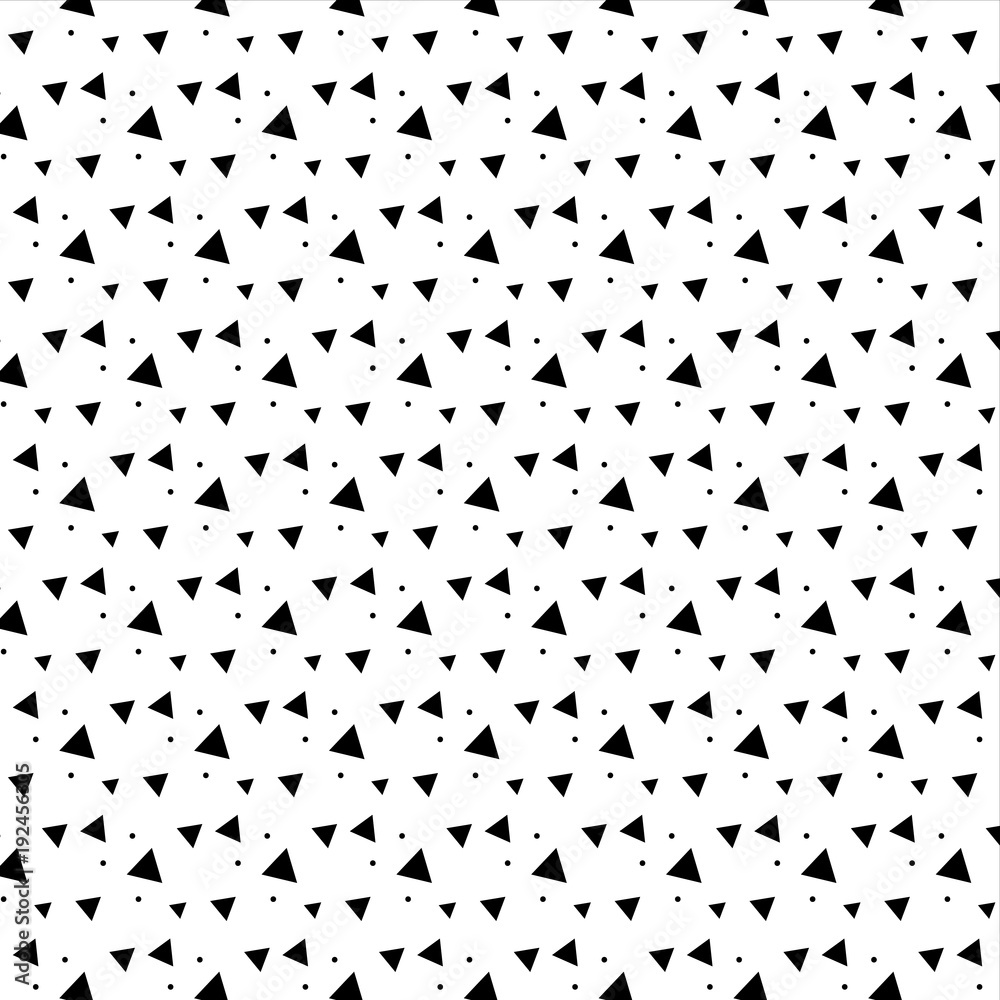 Ornament memphis Vector pattern with black triangle and drops on white background